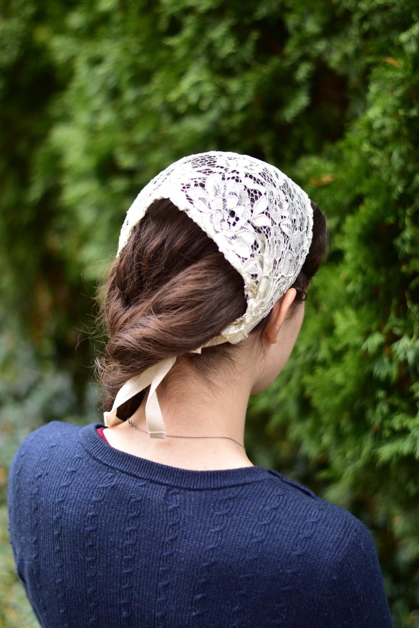 Floral Lace Headband: 7 inch Headcovering