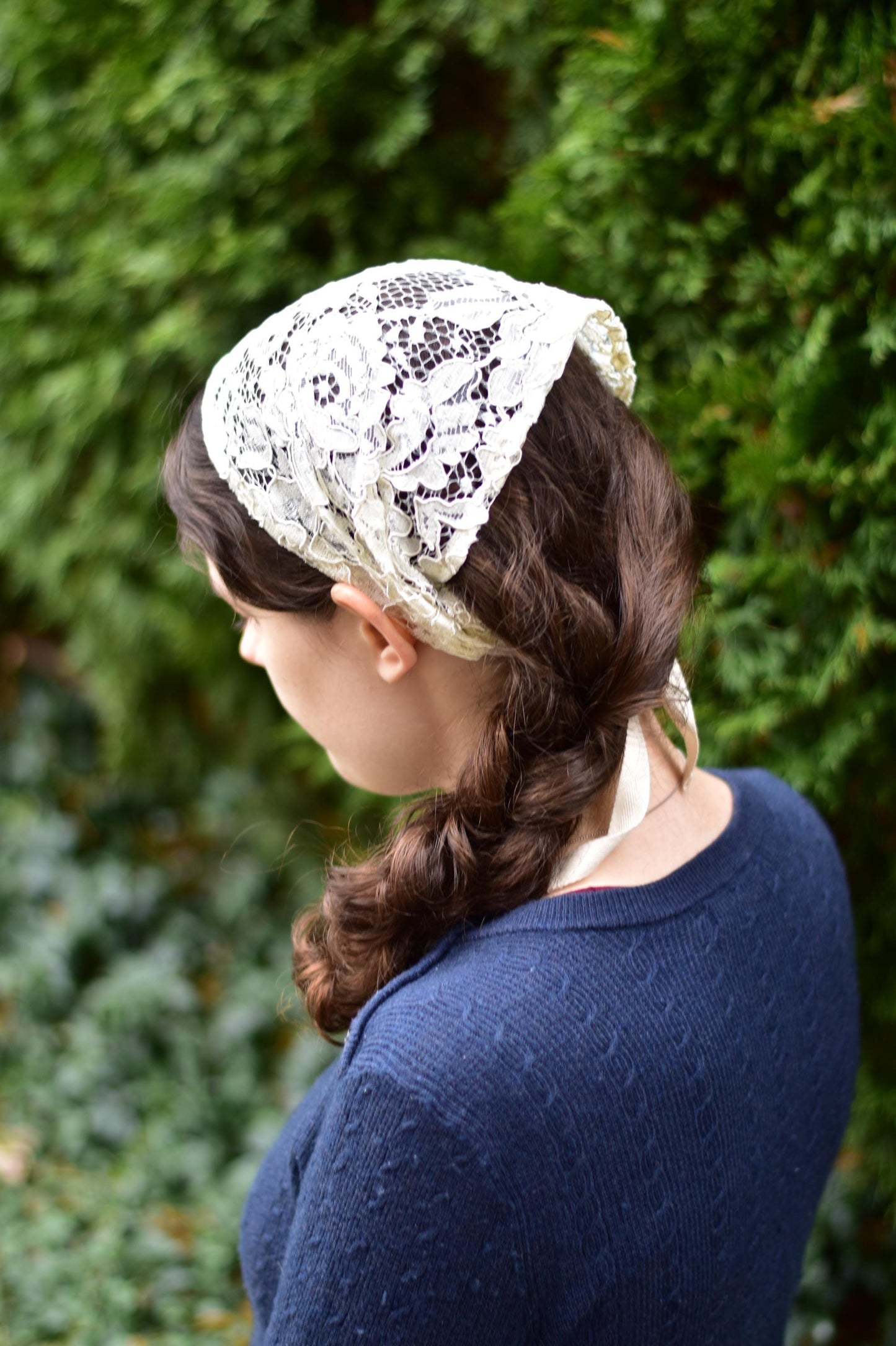 Floral Lace Headband: 7 inch Headcovering