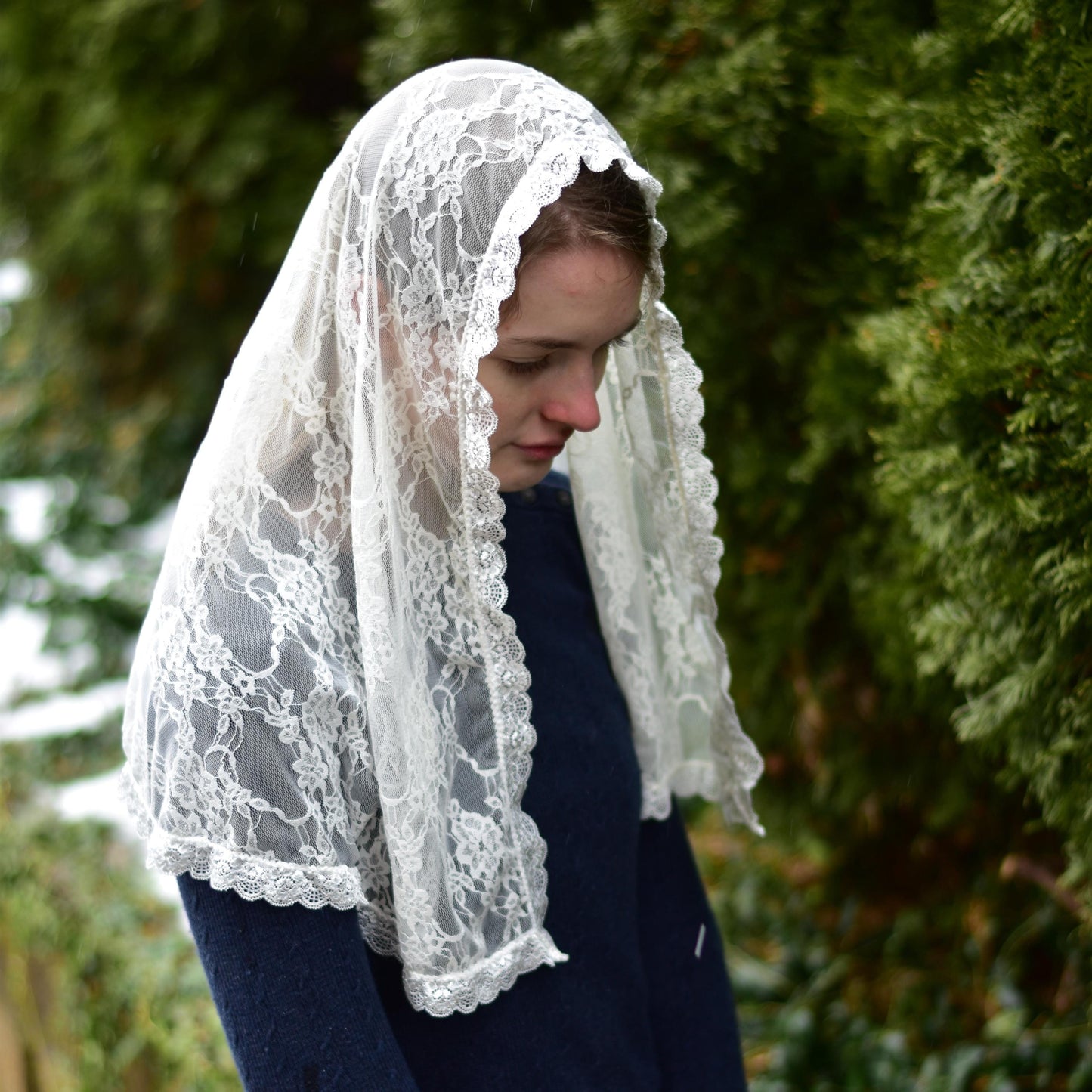 Stretch Lace Half Circle Shape Veil