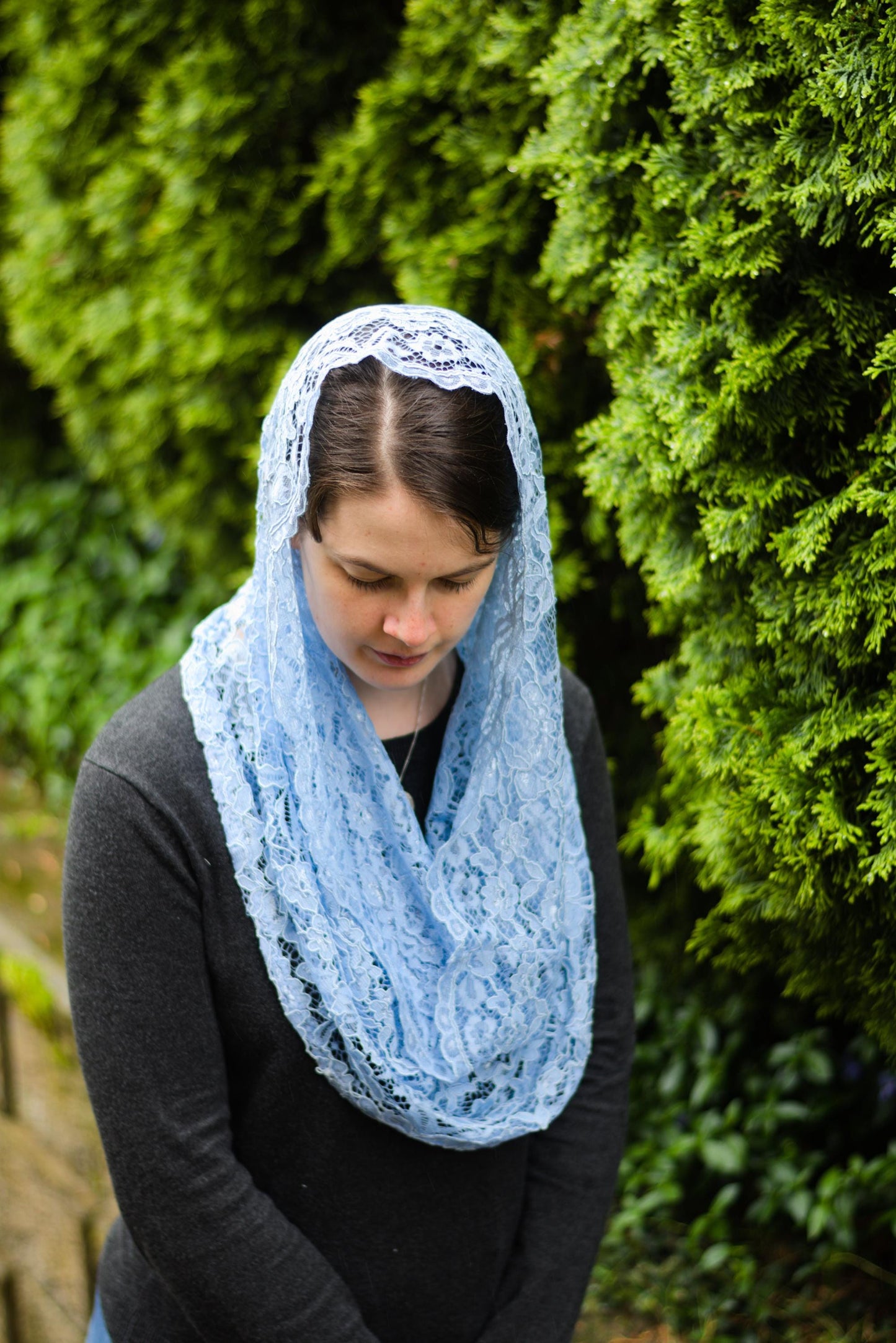Floral Lace Infinity Chapel Veil Mantilla