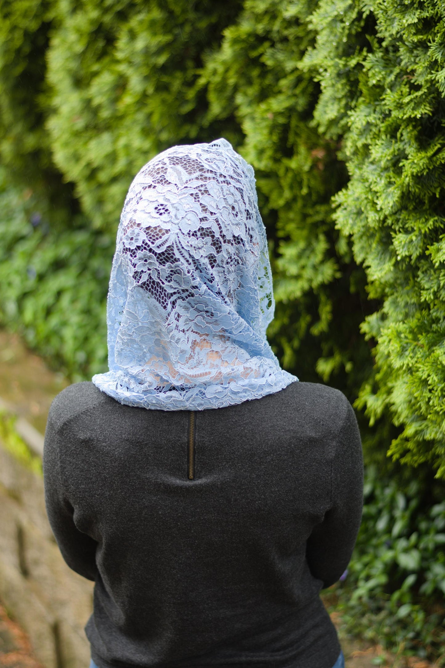 Floral Lace Infinity Chapel Veil Mantilla