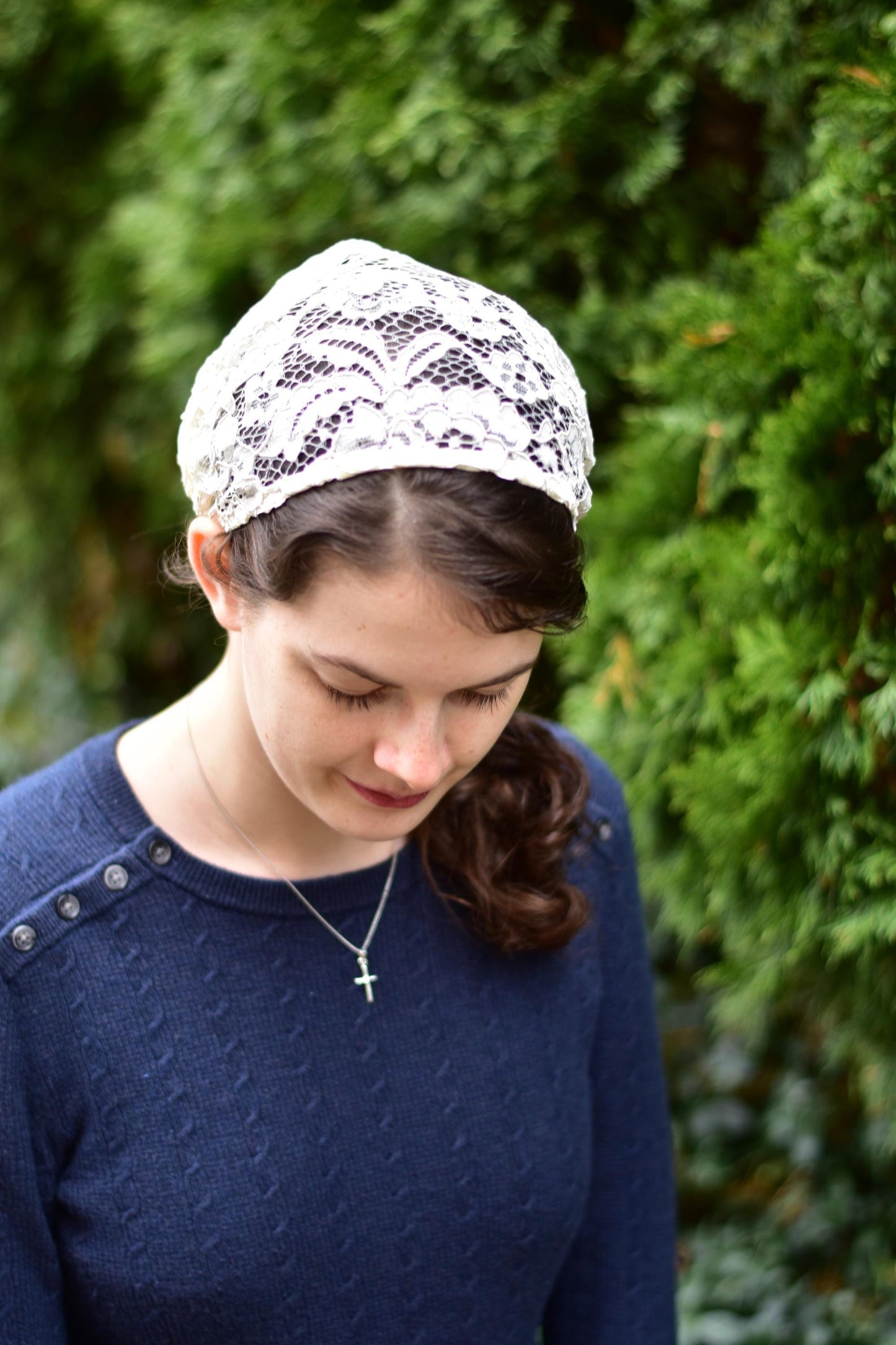 Floral Lace Headband: 7 inch Headcovering