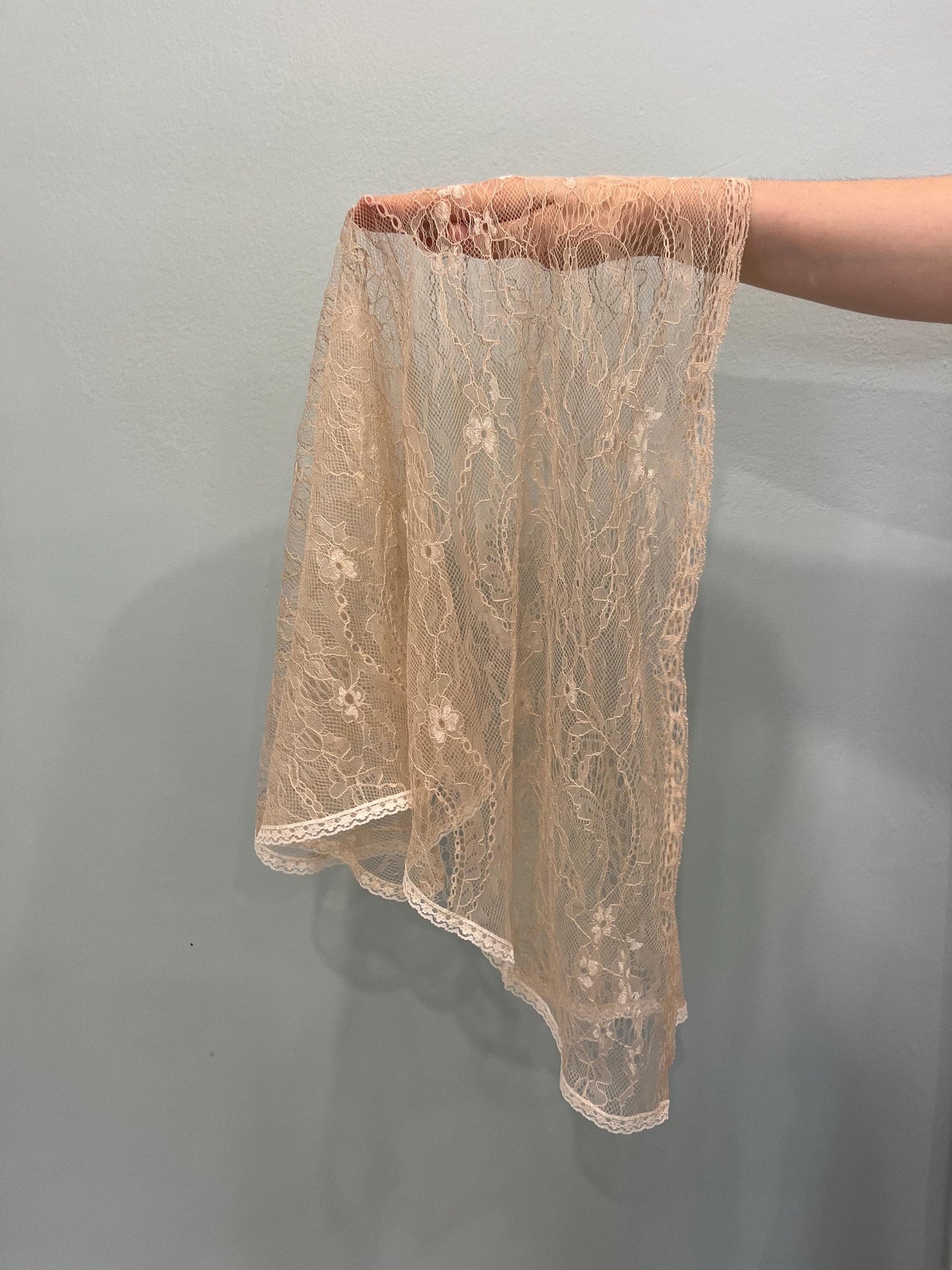 Beige Chantilly Lace Veil Bell Shape Mantilla