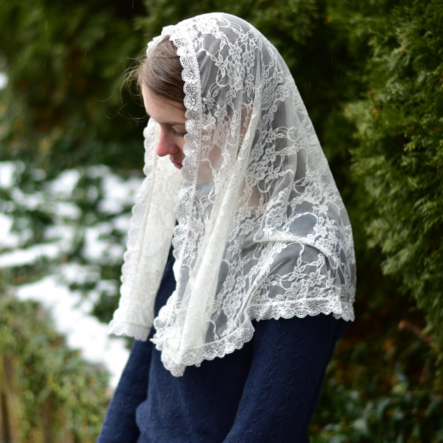 Stretch Lace Half Circle Shape Veil