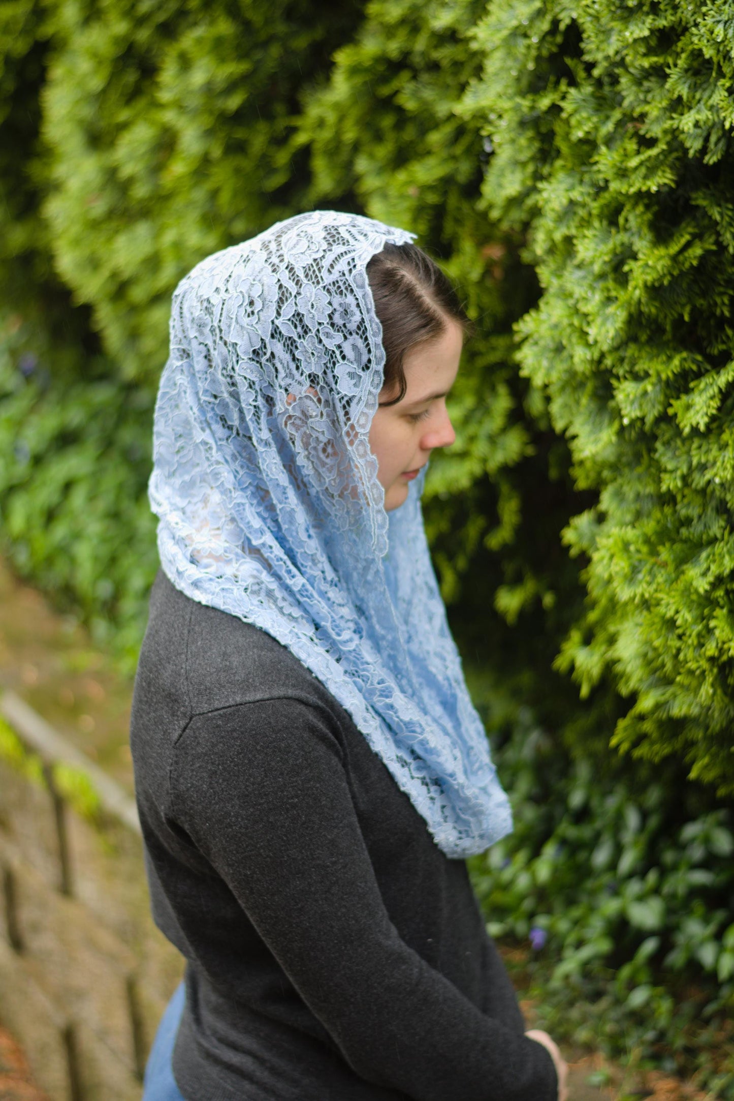 Floral Lace Infinity Chapel Veil Mantilla