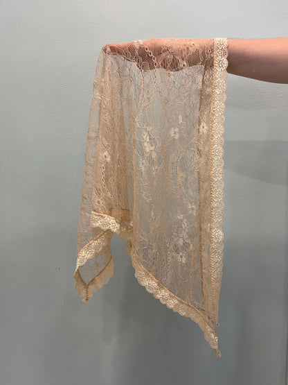 Beige Chantilly Lace Veil Triangle Shape Mantilla