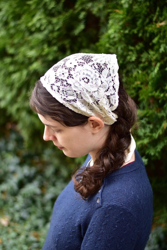 Floral Lace Headband: 7 inch Headcovering