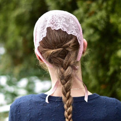 Pink Stretch Lace - 7 inch Headband Headcovering
