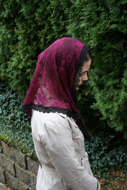 Burgundy Triangle Shape Veil