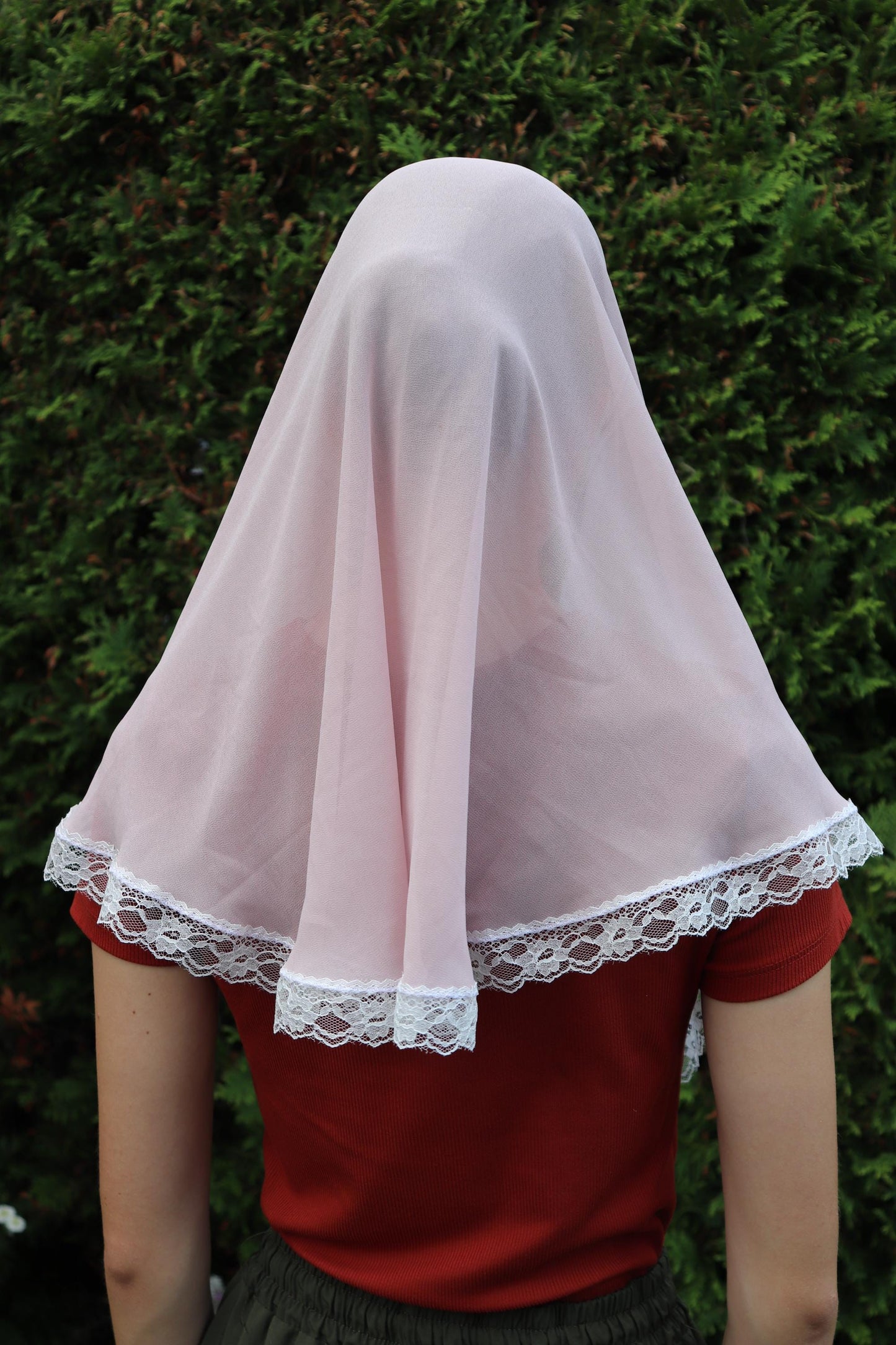 Blush Chiffon Rounded Veil