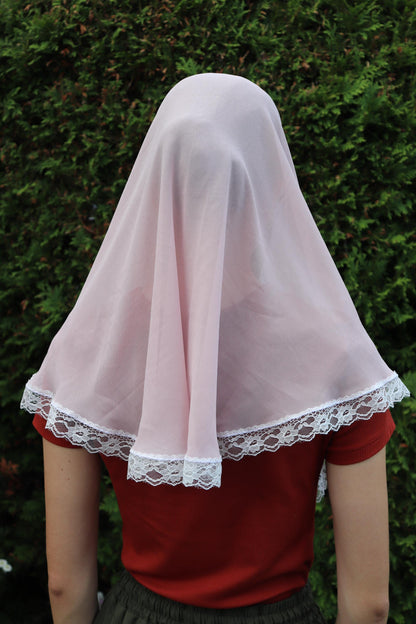 Blush Chiffon Rounded Veil