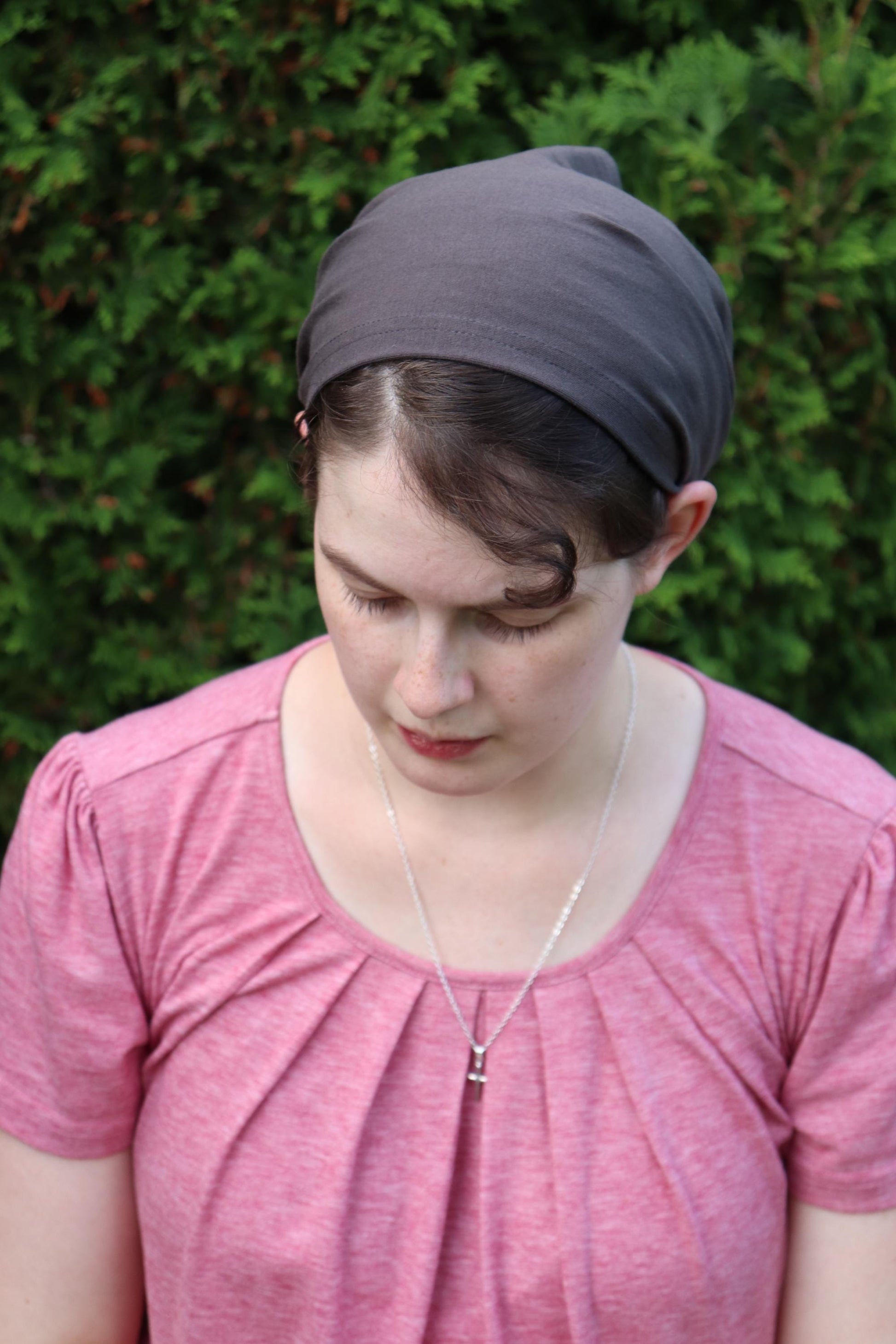 Warm Grey Cotton Knit - 8 inch Headband Headcovering