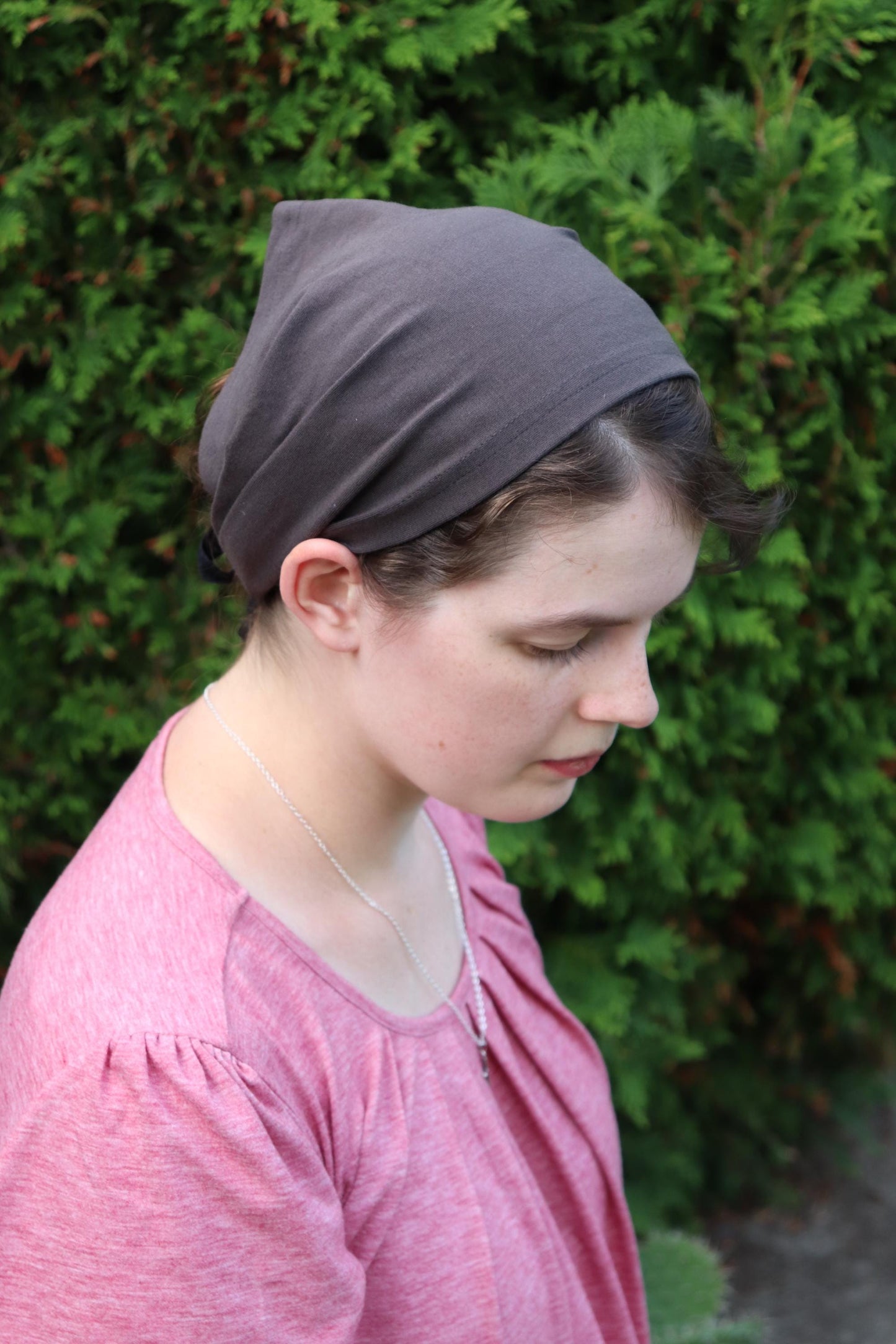 Warm Grey Cotton Knit - 8 inch Headband Headcovering