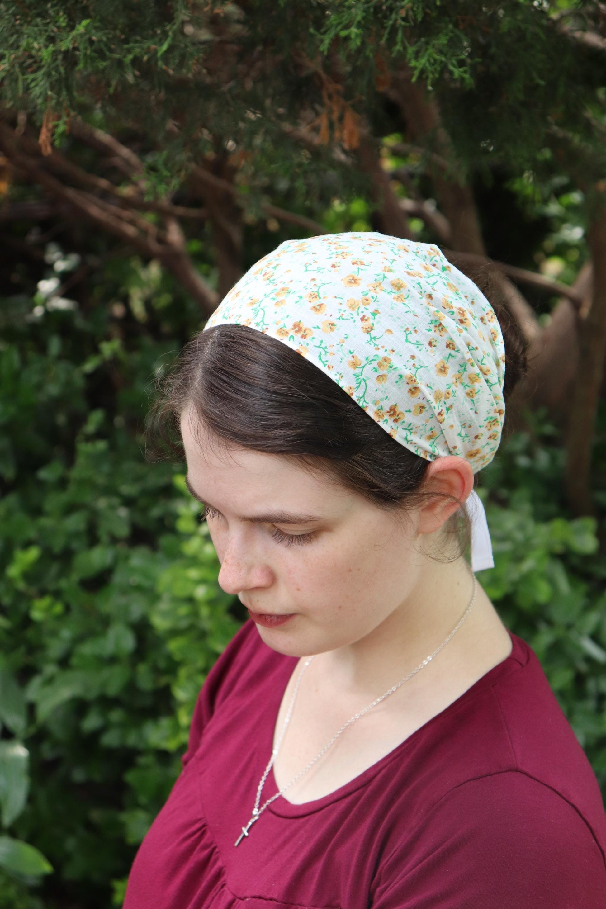 Golden Yellow Cotton Floral - 6 inch Headwrap Headcovering