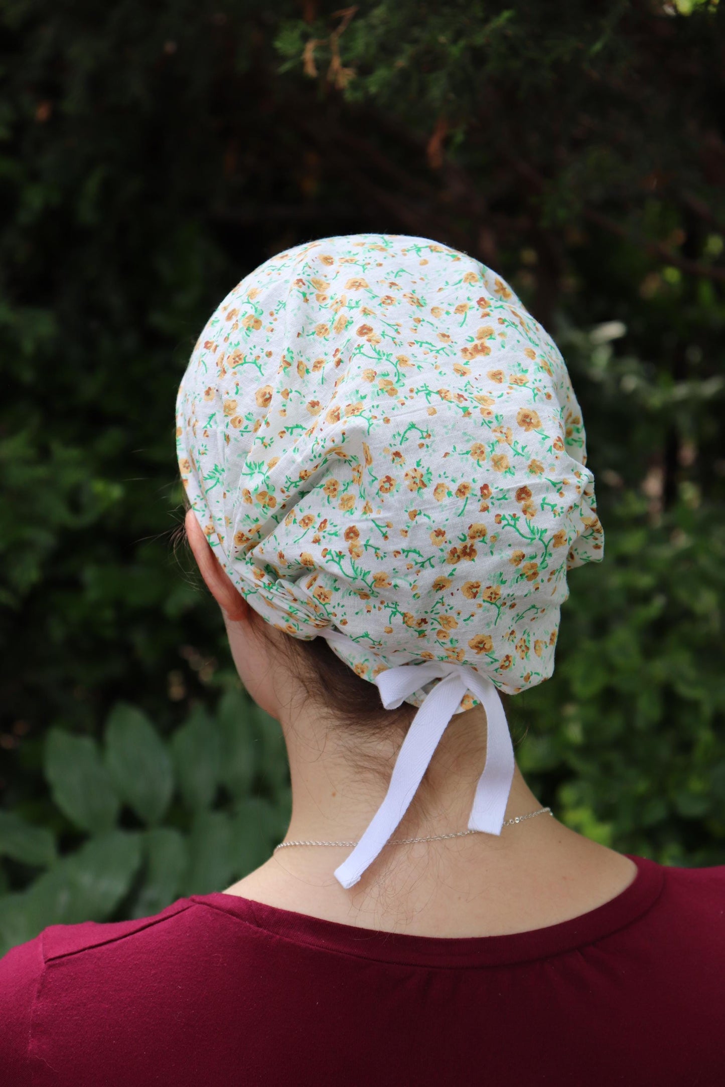 Golden Yellow Cotton Floral - Full Coverage Headwrap Headcovering