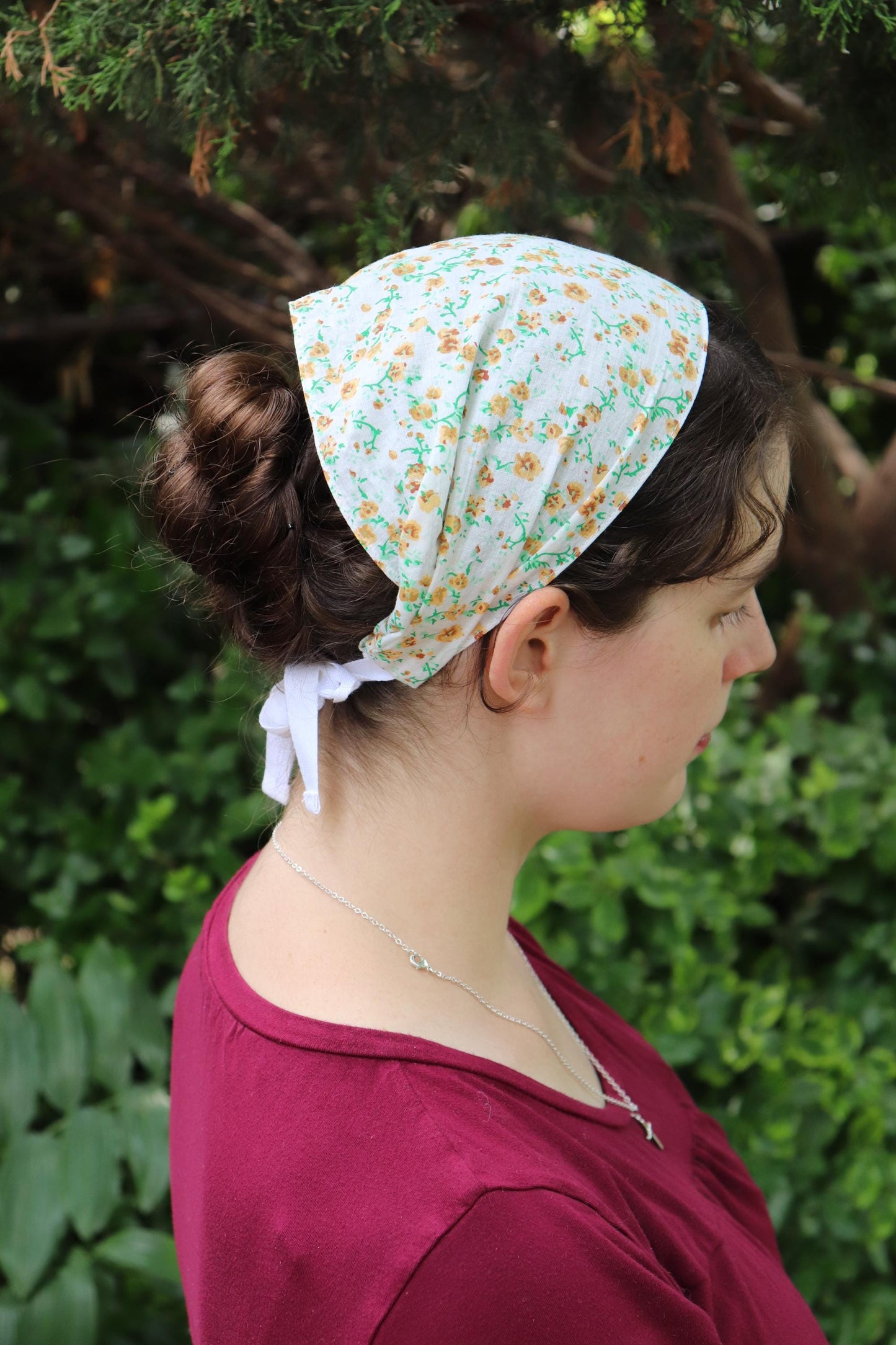 Golden Yellow Cotton Floral - 6 inch Headwrap Headcovering