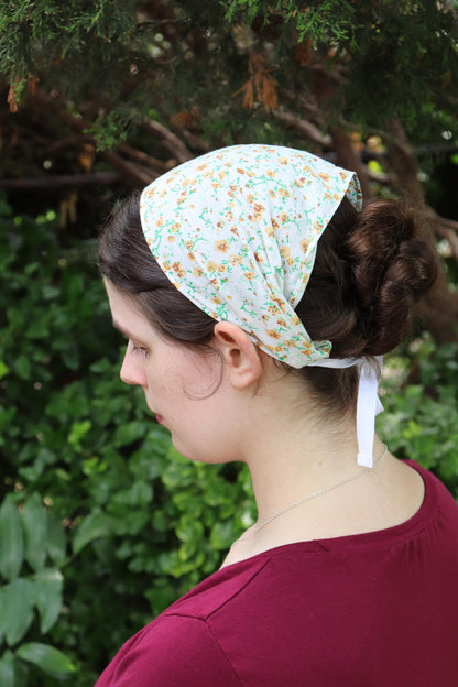 Golden Yellow Cotton Floral - 6 inch Headwrap Headcovering